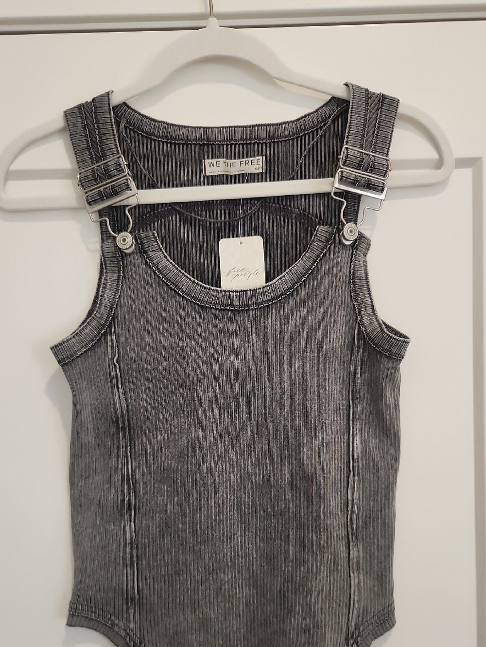 We The Free, Free People Ribbed Black Tank With Buckle Straps